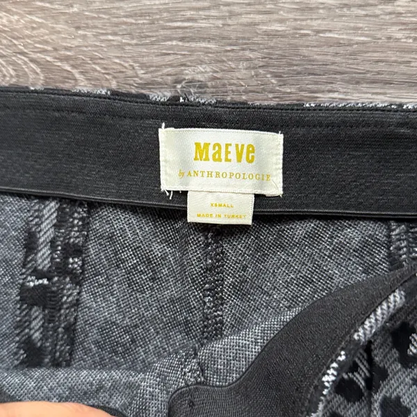 Maeve by Anthropologie Black and Gray Leopard Knit Flared Pants - Image 3