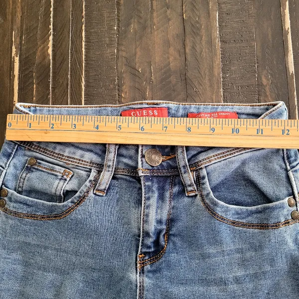 Guess Beyla Fit Curvy Mid Rise Blue Skinny Jeans Size US 25 - Image 6