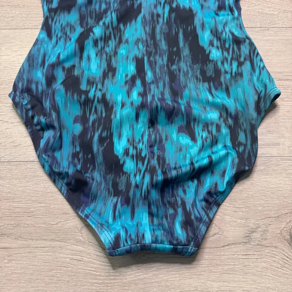 TYR Womens Controlfit One Piece Swimsuit Teal Blue Abstract UPF 50+ Size M‎ NWT - Image 3