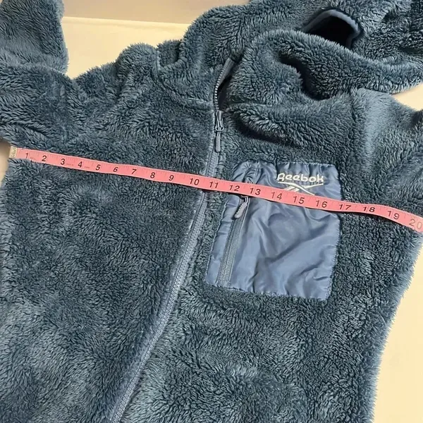 Blue‎ sherpa hoodie faux fur front pockets comfy small sherpa hoodie zip jacket - Image 5