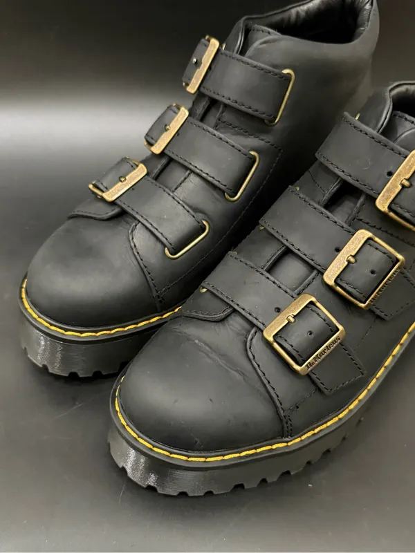 DR. MARTENS Coppola Black Leather Platform Ankle Boots Buckle Women’s Size 9 US - Image 3