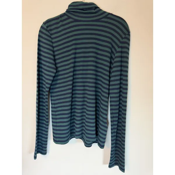 FAHERTY Turtleneck Top Green Navy Stripe Sz Small NEW - Image 4