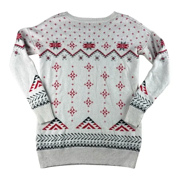 Mossimo Supply Co Women Small Fair Isle Polar Bear Holiday Knit Sweater Red Gray - Image 8