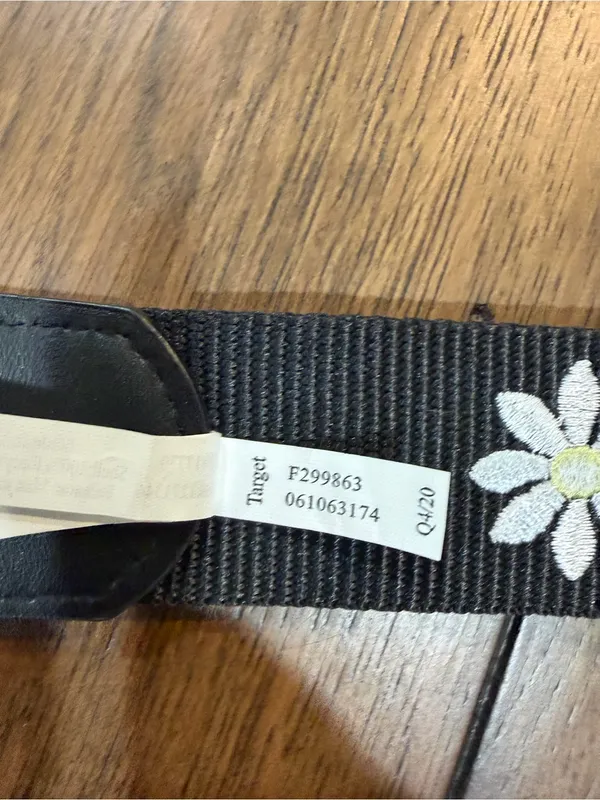 Target Black Daisy Webbing Belt with White Flowers X-Small - Image 4
