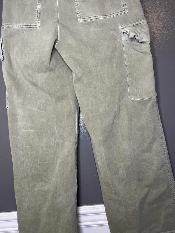 Gap Pants Womens 6 Green Loose Khaki Cargo Twill Relaxed Fit Pockets Casual - Image 6