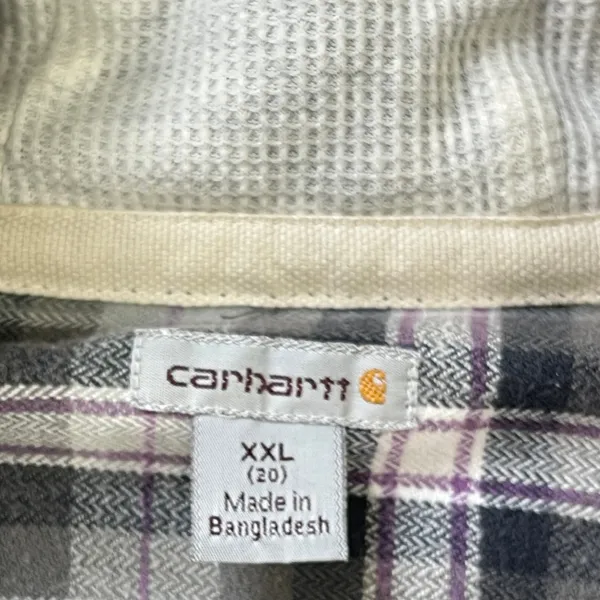 Carhartt Campton Womens Flannel Hooded Shirt XXL Plaid Snap Front Cabin Outdoor - Image 9