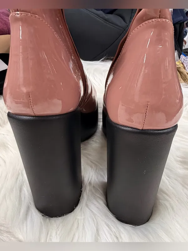 Gianni Bini Chunky Platform Mid Boots Patent leather Size 9 Womens dusty pink - Image 7
