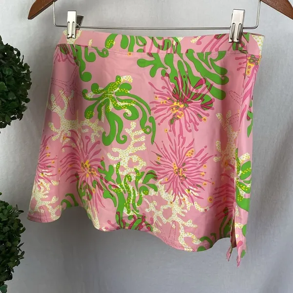 Lilly Pulitzer Pink Print 72846 Underwater Ocean Print Mini Skirt M - Image 4
