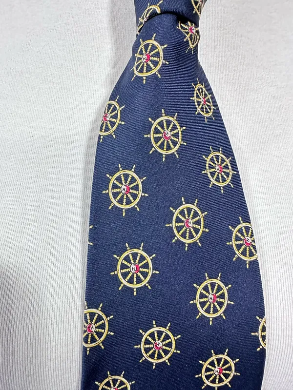 Tommy Hilfiger Man's Silk Tie Blue Nautical Designer Classic Cravat - Image 7