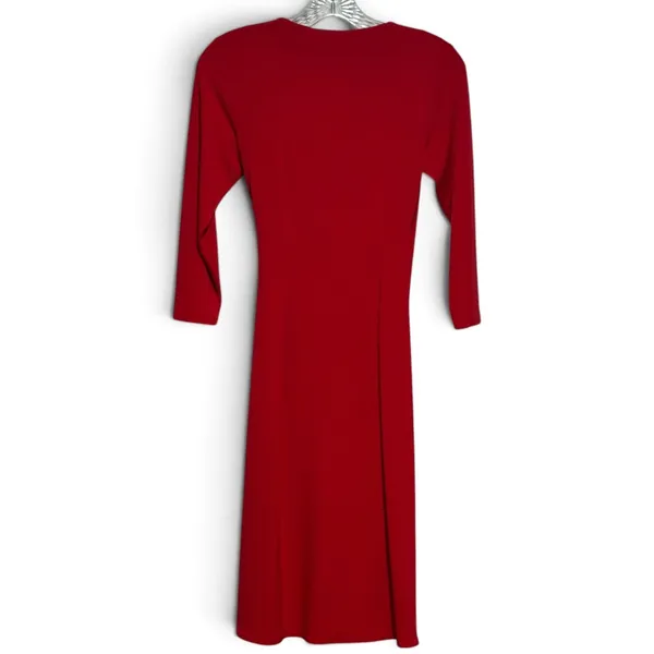 Tommy Bahama Clara 3/4 Sleeve Faux Wrap V-Neck Stretch Jersey Dress Red XS - Image 3