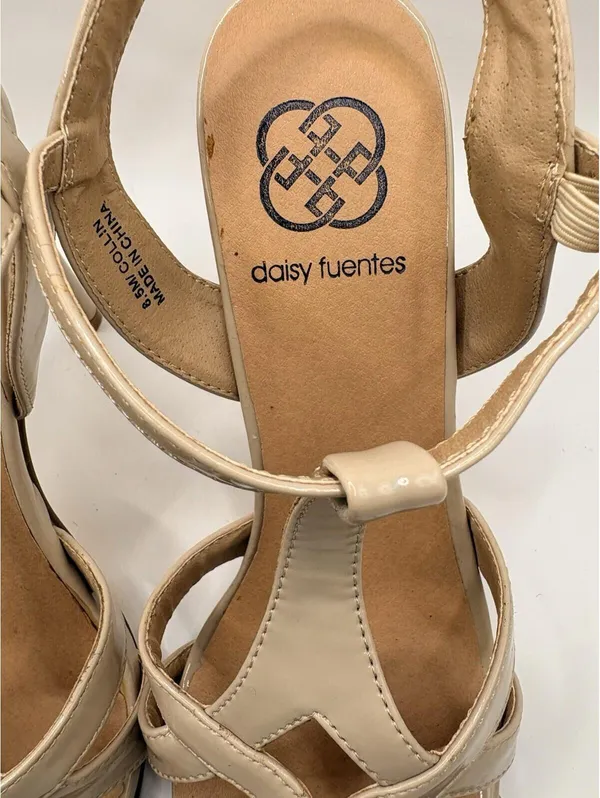 Daisy Fuentes GOLD STILETTO OPEN TOE STRAPS HIGH HEELS - Image 2