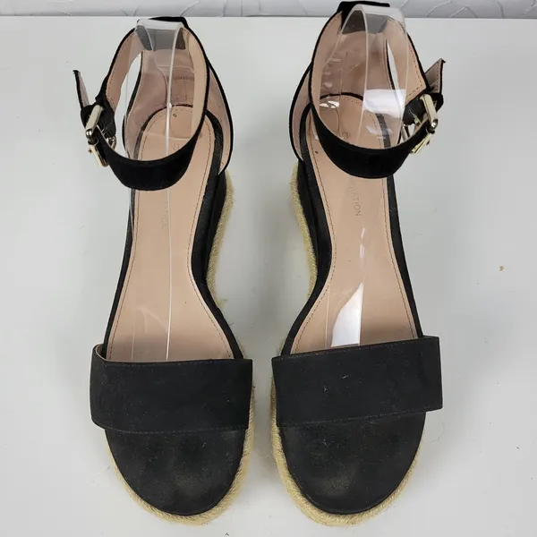 BCBGeneration Addie Women Sandals Size 7.5 Black Ankle Strap Espadrille Platform - Image 4