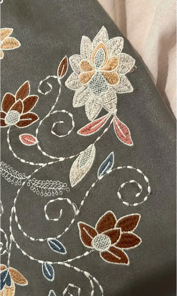 Grey Blue Rain Floral Embroidered Skirt - Image 6