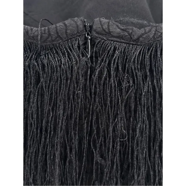 Tuckernuck Hyacinth House Black Halter Fringe Midi Dress Natalie size Small - Image 11