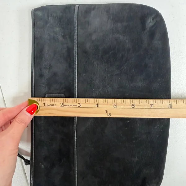 Anne Klein Clutch Bag Black Suede Leather Crossbody Vintage Lion Logo 90s - Image 12