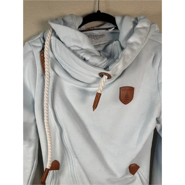 Wanakome Light Blue Hoodie Sweatshirt Womens XS Casual Cozy Cowl Neck - Image 5