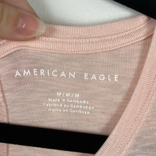 American Eagle Scoop Oversized Boyfriend Tee Shirt Peach Pink Womens Size Medium - Image 3