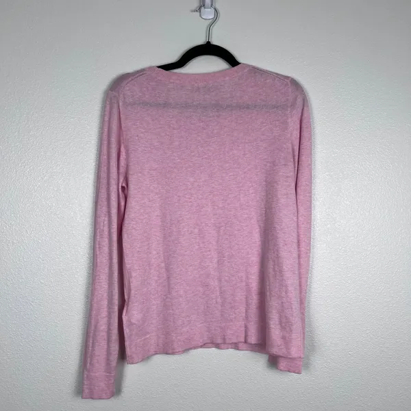 J. Crew Women's Cotton Pullover Knit Sweater Pink Sz M - Image 7