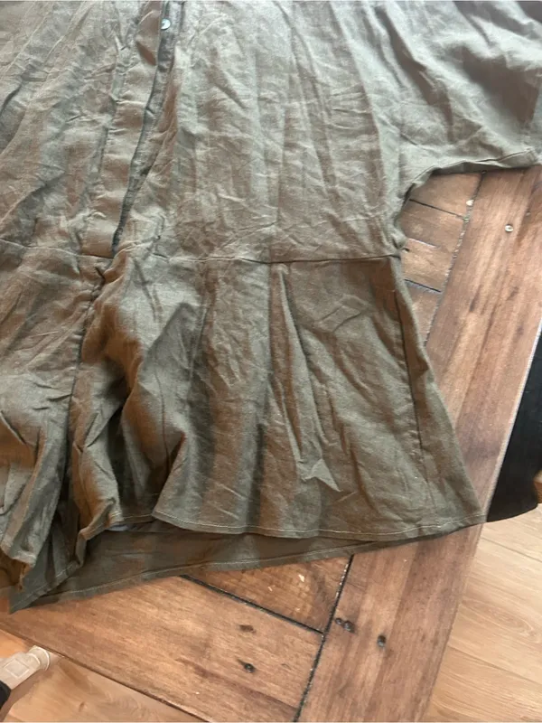 Daily Drills Linen Green Button Down Romper M/L - Image 6