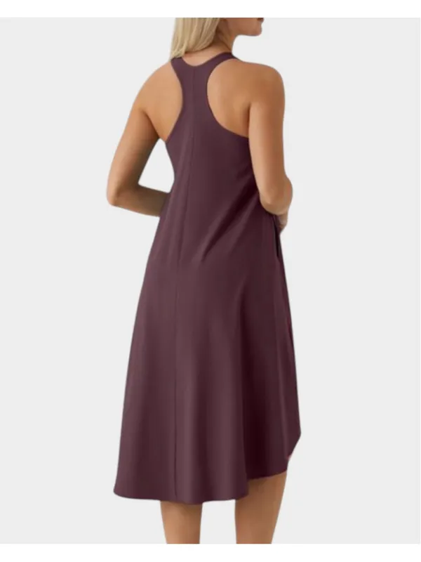 Size L Halara RacerPocket High Low Flowy Midi Quick Dry Casual Dress Amaranth - Image 2