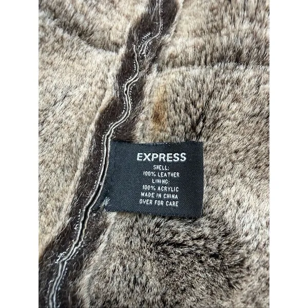 Express Y2K Vintage Genuine Suede and Shearling Brown Penny Lane Coat Medium - Image 6