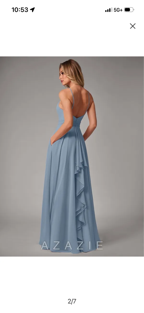 Bridesmaid Dress Azazie Dusty Blue - Image 2