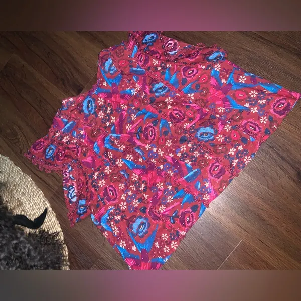 Farm Rio Floral Birds Blush Sleeveless Blouse Size XL $149 boho embroidered fall - Image 11
