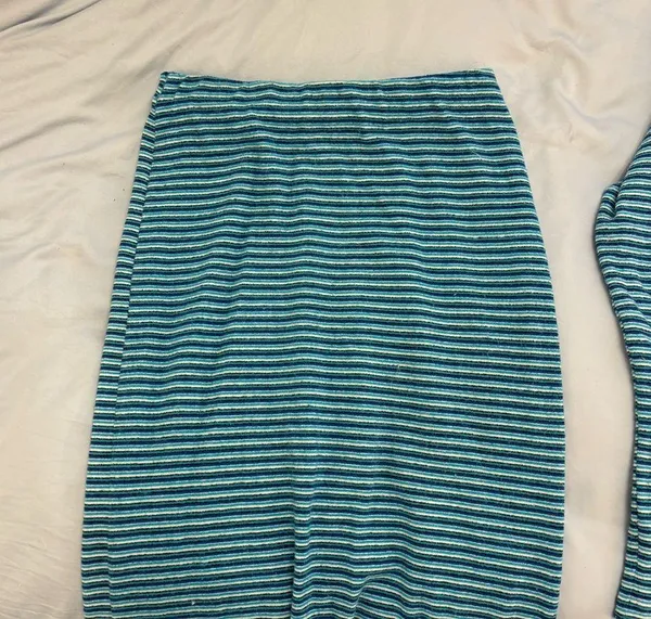Frankie’s bikinis terry cardigan and skirt set Positano blue stripe - Image 5