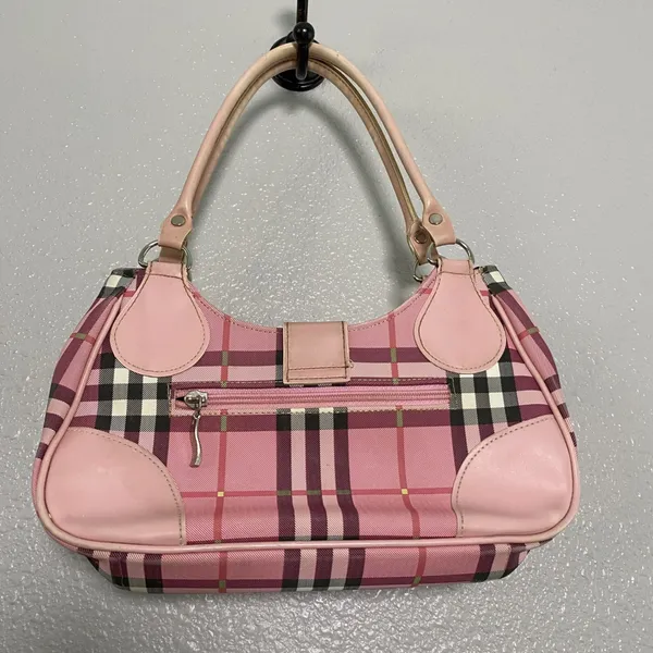 Vintage Y2K Pink Plaid Shoulder Bag Buckle 2000s Preppy Feminine Retro Girly - Image 3