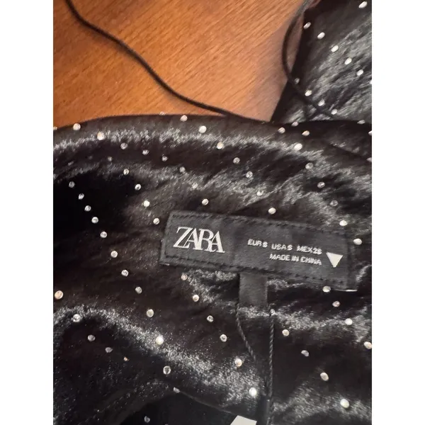 Zara Satin Black Studded Slip Cowl Neck Dress Mini Open Back - Image 10