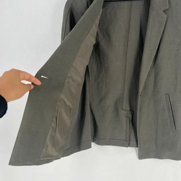 Lola & Sophie Blazer Jacket‎ Womens XS Olive Gray Tie Sleeve Single Breasted - Image 8