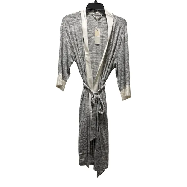 Kindred Bravely Emmaline Maternity Robe gray marled fabric satin trim L/XL NEW - Image 3