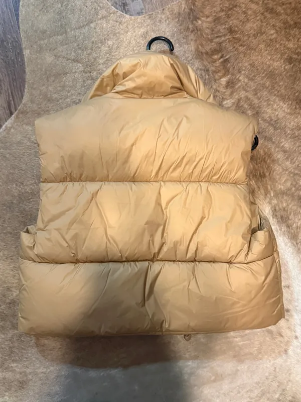 Tan cropped puffer vest Size M - Image 2
