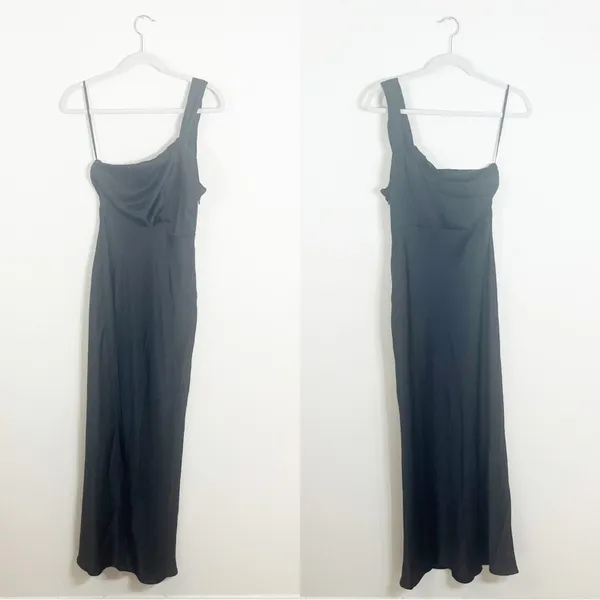 NWT Billy J Greta Maxi Dress Black Satin Size 10 - Image 3