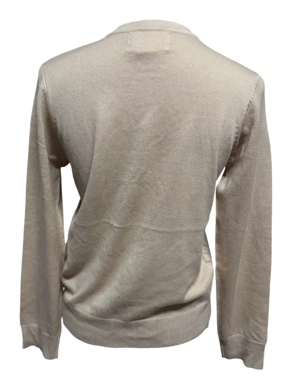 Dear.Rose new york Diamond Stitch Button-Front Cardigan Sweater in Oatmeal Sz M - Image 2