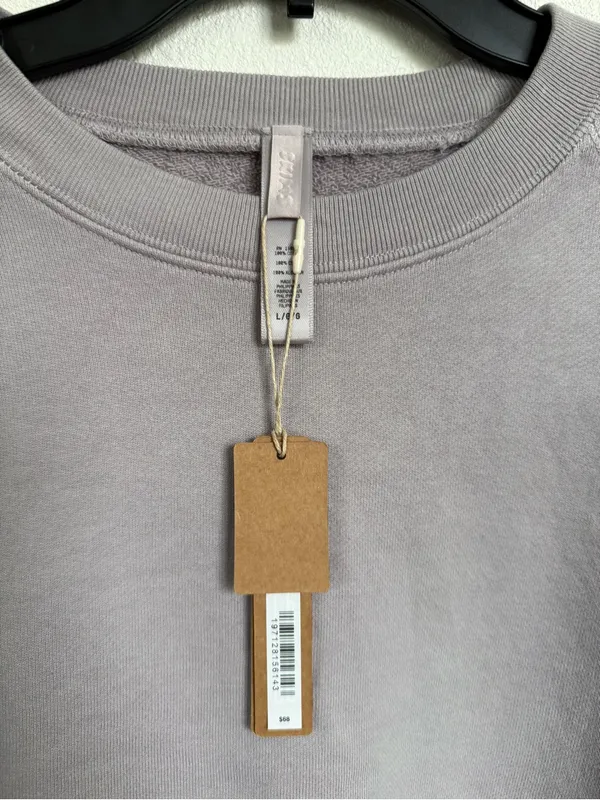 SKIMS French Terry Shrunken Crew Sweatshirt Mineral Gray L NWT - Image 9
