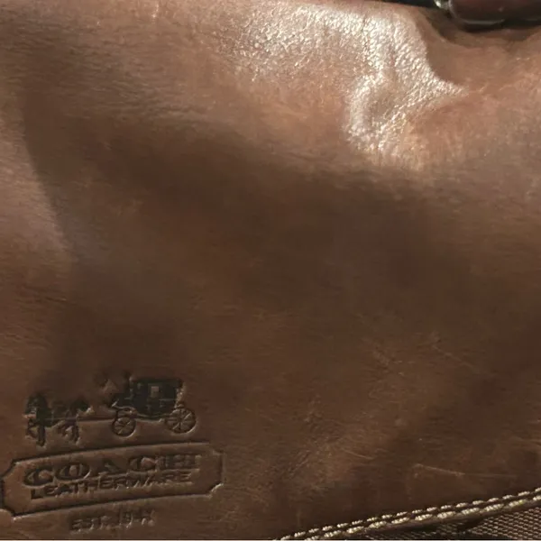 Coach Brown Leather and Canvas Shoulder Bag - Image 4
