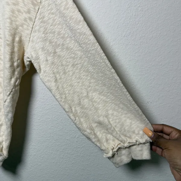 POL Women Oversized Sweater Small Cream Raw Edge‎ Distressed Textured Knit - Image 6