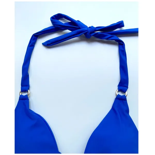 Quince Italian Ring Triangle Bikini Swim Top Electric Blue Size Small NEW - Image 2