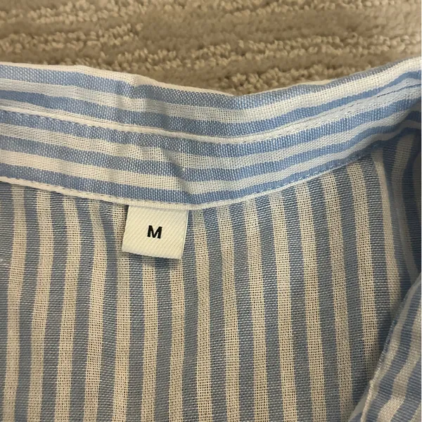 Blue and White Striped Dress Size M - Image 3