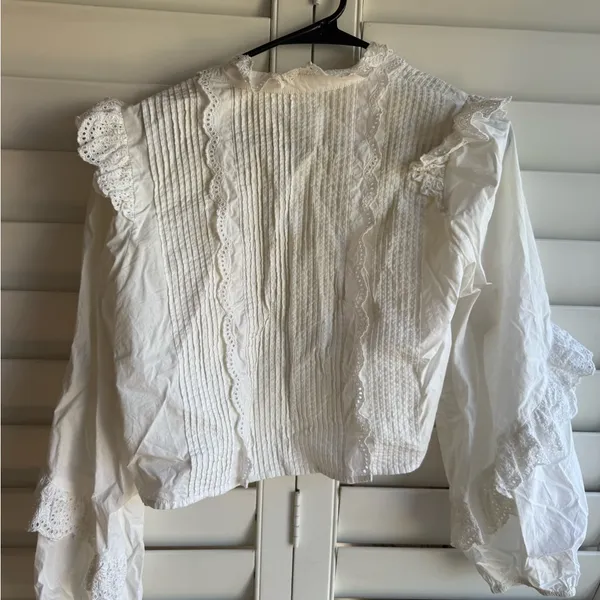 Ulla Johnson White Eyelet Lace Blouse sz 0 - Image 9