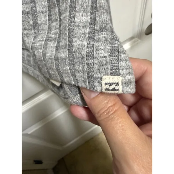 Billabong Womens Gray Ribbed Cropped Long Sleeve Top Relaxed Large L - Image 7