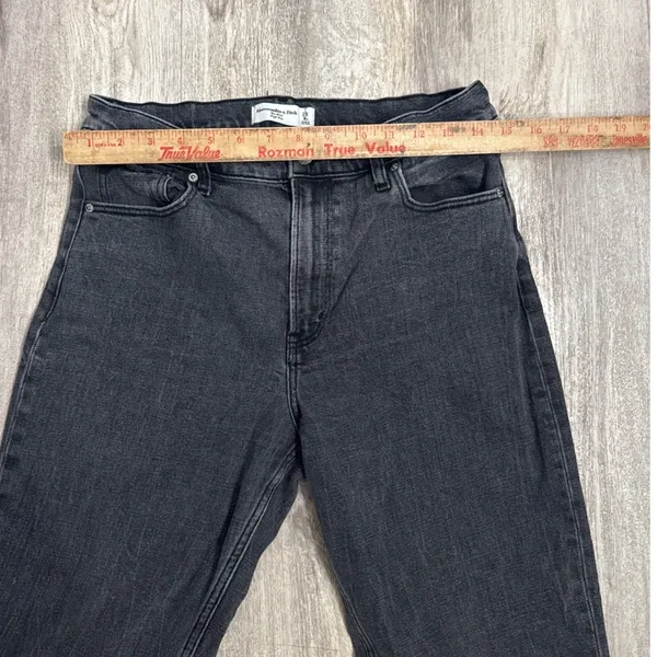 Abercrombie & Fitch The Mom High Rise Jeans Washed Black 29 8 Short‎ - Image 8