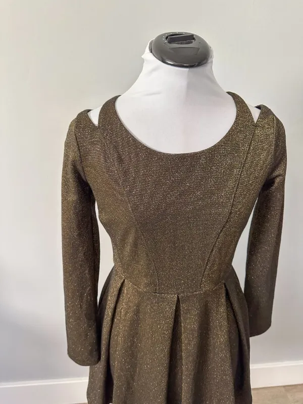 Urban Outfitters Cooperative Gold Shimmer Mini Dress - Image 2