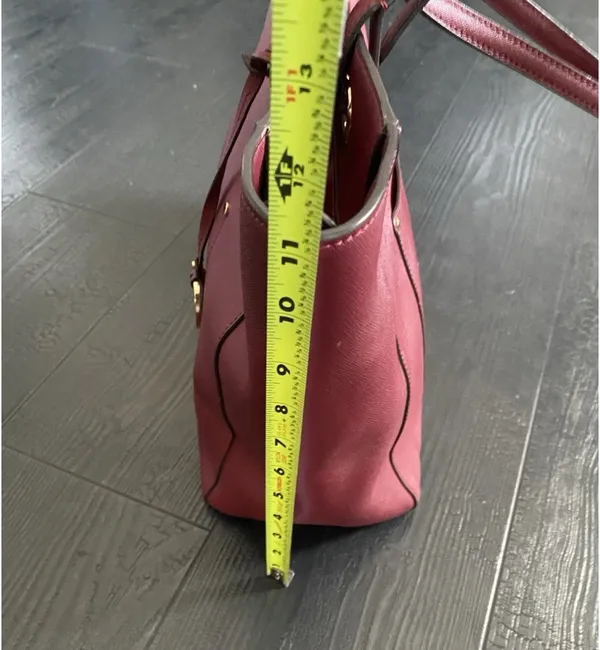 Michael Michael Kors East West Walsh Large Tote Bag Purse Burgundy Leather - Image 5