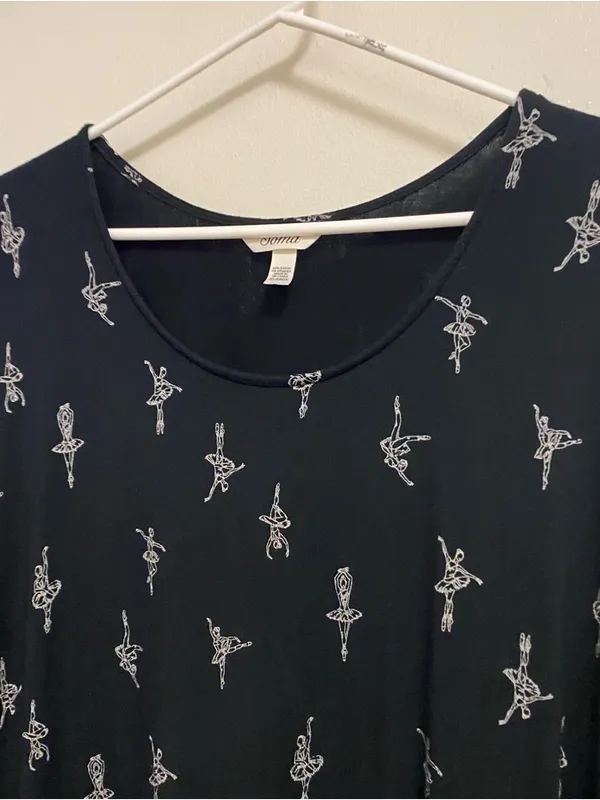 Soma Womens Nightgown XL Night Dress Ballerina Ballet Dancer Print Black White - Image 2