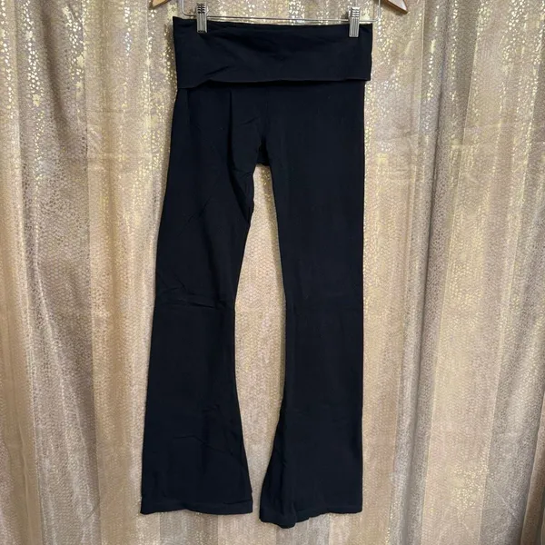 PINK Victorias Secret Rhinestone Bling Black Leggings Flare Leg Foldover Script - Image 2