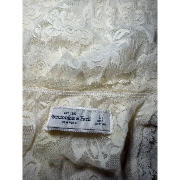 Abercrombie & Fitch Floral Lace Cream Racerback Tank Fairy Large Y2K 90s Boho - Image 7