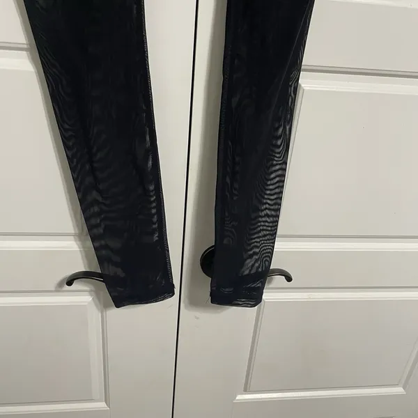 Aloha Island Alo Athletic Leggings Black Patterned Mesh Panels‎ Activewear Workout Pants Med - Image 9
