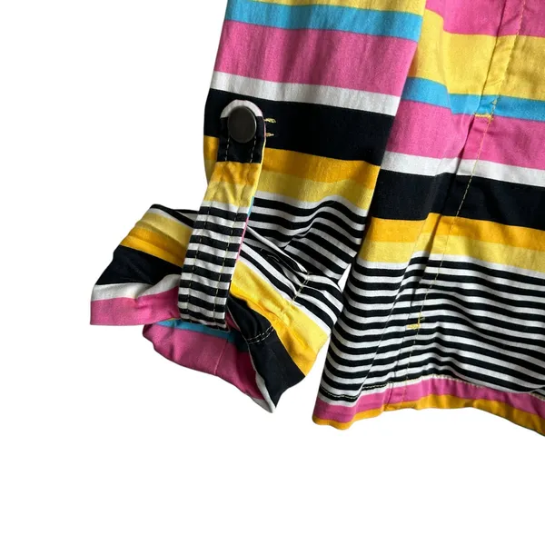 VTG Y2K AMI Women Jacket L Rainbow‎ Stripe Windbreaker Preppy Coastal Travel - Image 10